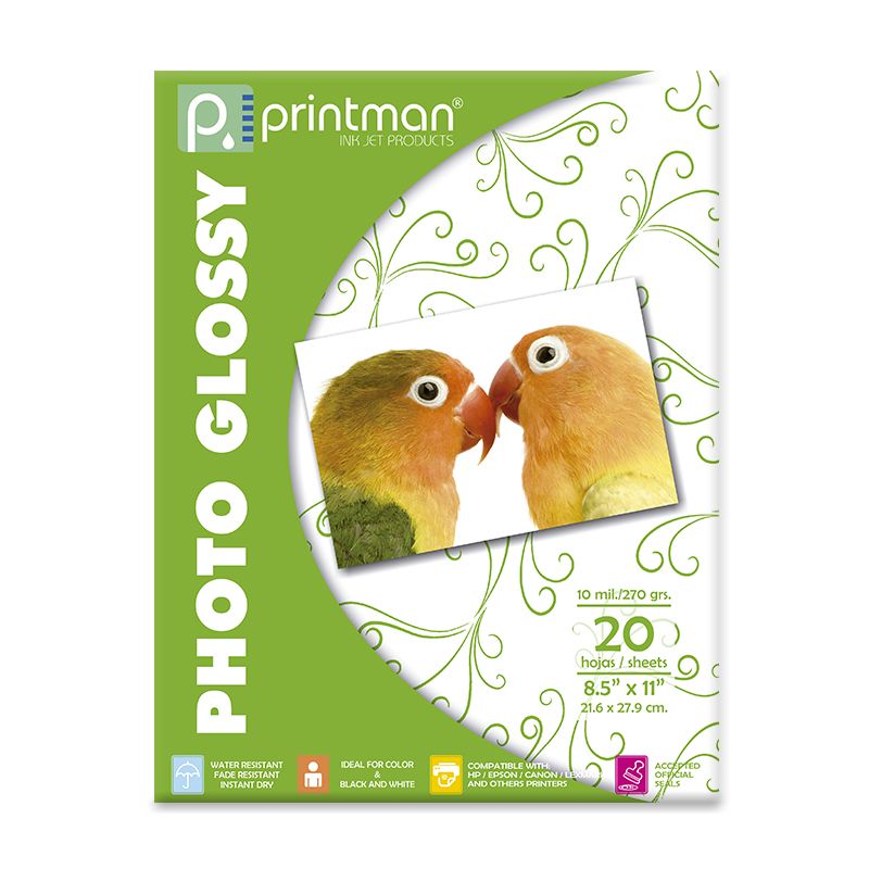PAPEL PRINTMAN 8.5X11 PHOTO GLOSSY 20H 10MIL 260G