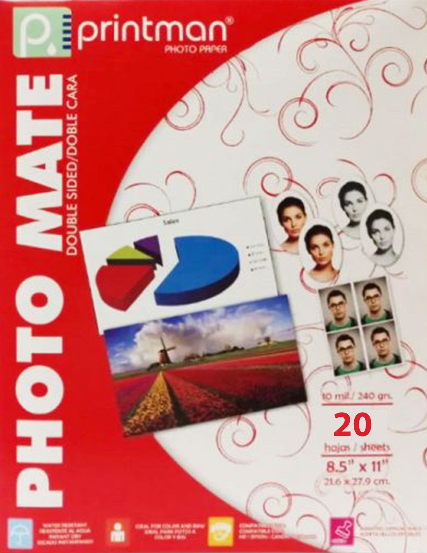 PAPEL PRINTMAN 8.5X11 PHOTO MATE DOBLE CARA 20H