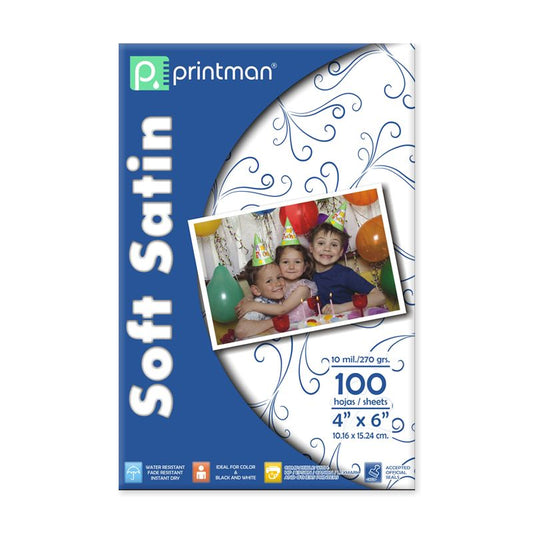 Papel Printman Inkjet 4x6 Soft Satin 100h 10mil 270g